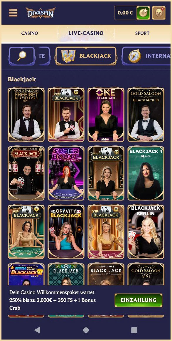 Blackjack live und direkt im Browser spielen