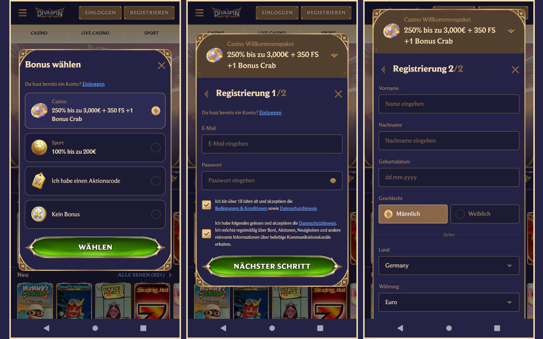 Divaspin Registrierung und Verifizierung – Konto bestätigen für neue Spieler