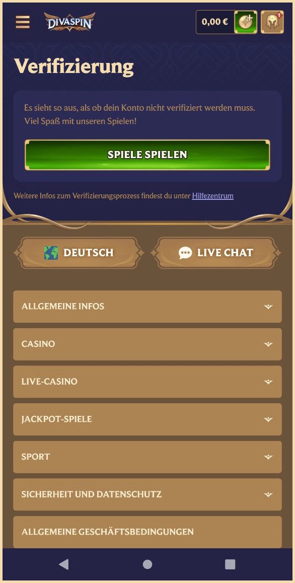 Divaspin Verifizierung – Dokument hochladen zur Kontobestätigung